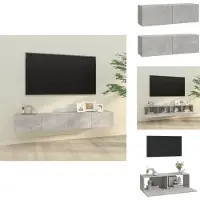 vidaXL Tv-kast - Tv-kasten - Tv-meubel - Tv-meubel Met LED-verlichting - Tv-meubelen 2 st wandgemonteerd 100x30x30 cm hout betongrijs