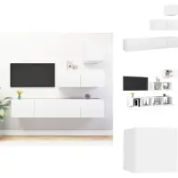 vidaXL Tv-kastenset - Tv-kastensets - Tv-kasten - Tv-meubelset - 4-delige Tv-meubelset bewerkt hout wit