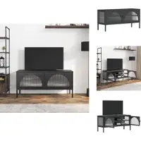 vidaXL Tv-kast - Tv-kasten - Tv-meubel - Hifi-meubel - Tv-meubel 105x35x50 cm glas en staal zwart