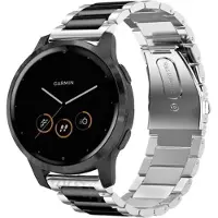 Strap-it Stalen bandje schakelarmband geschikt voor Garmin Venu 2s / Garmin Vivomove 3s / Garmin Vivoactive 4s bandje staal metaal schakels - Band smartwatch metaal - Zilver / Zwart