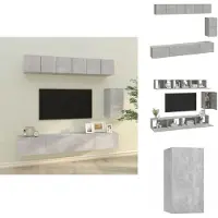 vidaXL Tv-kast - Tv-kasten - Tv-meubel - Hifi-meubel - 6-delige Tv-meubelset bewerkt hout betongrijs