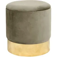 Akord Beige Ronde Fluwelen Poef met Gouden Basis - Opbergruimte en Zelfmontage