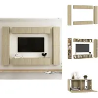 vidaXL Tv-meubelset - Tv-meubelsets - Tv Meubelset - Tv Meubelsets - 10-delige Tv-meubelset bewerkt hout sonoma eikenkleurig