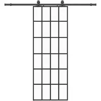 vidaXL Schuifdeur met beslag, zwart, 76x205 cm, veiligheidsglas