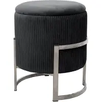 Akord Poef met Opbergruimte PORTO / Ronde Opbergpoef / Poef op pootjes / Zwart / Breedte 40 cm
