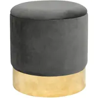 Akord Gouden Grafiet Fluwelen Poef - Opening, Ronde Vorm, Luxe Design