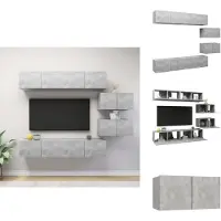 vidaXL Tv-kastenset - Tv-kastensets - Tv-kasten - Tv-meubelset - 6-delige Tv-meubelset bewerkt hout betongrijs