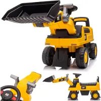 Sun baby Loopauto voor kinderen Bouwlader, Zitgraafmachine voor kinderen vanaf 1 jaar met ingebouwd opbergvak, duwauto kindergraafmachine met 2 geluidsknoppen, zandgraafmachine, schopgraafmachine