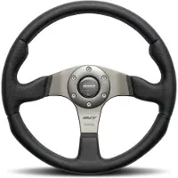 Momo Race Steering Wheel 350 mm - Black Leather/Anthracite Spokes (1st Version)