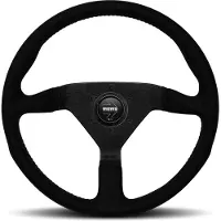 Momo Montecarlo Alcantara Steering Wheel 320 mm - Black/Black Stitch/Black Spokes