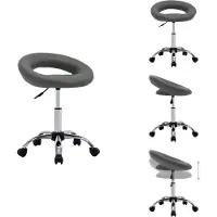vidaXL Werkstoel op wielen, grijs, kunstleer - Kantoelstoelen