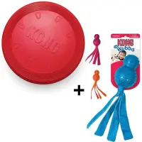 Kong wubba comet en flyer frisbee rood 35x9,5x9,5 cm en 23x23x3 cm