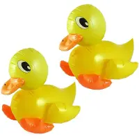 Henbrandt Opblaasbare badeend van 42 cm - 2x - eendjes - geel - pvc - feest decoraties - badeendjes