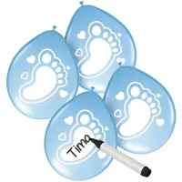 Folat Ballonnen geboorte jongen - 12x stuks - beschrijfbaar - blauw - naam - personaliseren