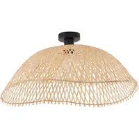 QAZQA Art Deco Plafondlamp Zwart met Natuurlijke Bamboe 60cm - Alka