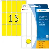 Herma Etiketten 2411 Klevend Speciaal Geel 20 x 50 mm 32 Vellen à 15 Etiketten