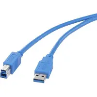 Renkforce USB 3.2 Gen 1 (USB 3.0) Aansluitkabel [1x USB 3.2 Gen 1 stekker A (USB 3.0) - 1x USB 3.2 Gen 1 stekker B (USB 3.0)] 1.80 m Blauw Vergulde