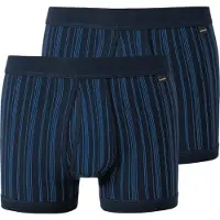 Schiesser Broek kort fijnrib 2-pack met opening donkerblauw gestreept - Original Classics Heren Onderbroek - dunkelblau