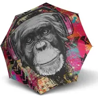 Doppler Paraplu Modern.Art Long Automatic Monkey Roze Veelkleurig