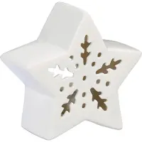Relaxdays theelichthouder ster - kerst - tafeldecoratie - kerstdecoratie - keramiek - wit