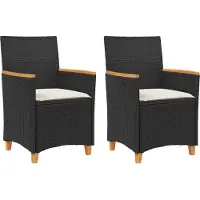 vidaXL Tuinstoelen 2 st met kussens poly rattan en massief hout zwart