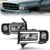 Anzo 94-02 Dodge RAM Crystal Headlight - w/ Light Bar Black Housing
