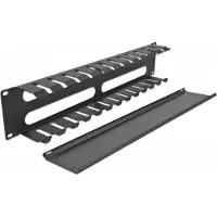 DeLOCK 19″ Cable Management Routing Panel with 4 openings 2U black