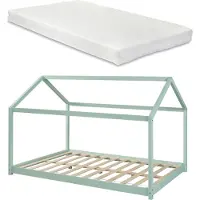 En.casa Kinderbed Cerro huisbed met matras 120x200 cm mint