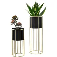 En.casa Bloempot op standaard Mortsel set van 2 zwart en goud