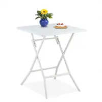 Relaxdays inklapbare tuintafel - 73x62x62 cm - balkontafel met houtlook - kunststof - wit