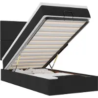 vidaXL Ottoman bed met matras en LED's 90x200cm stof zwart
