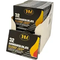 THM Witte Aanmaakblokjes Paraffine - 32 Stuks in Omdoos (24 Pakjes)