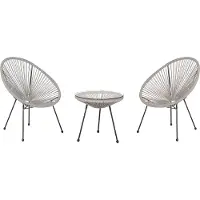Beliani ACAPULCO II - Bistroset voor 2 - Licht Grijs - PE rotan