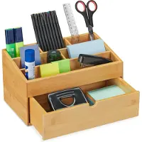 Relaxdays Bureau organizer - met lade - bamboe