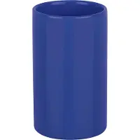 Spirella Badkamer drinkbeker/tandenborstelhouder Sienna - porselein - glans blauw - 7 x 11 cm - Tandenborstelhouders