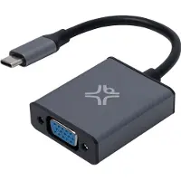 Xtrememac Adapter TYPE-C vers VGA F - Plug & Play - Structuur aluminium - Gris zijdelings (USB Type-C), Data + Video Adapter, Grijs