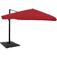 Mendler Zweefparasol -A96, 3x4m (Ø5m) polyester aluminium/staal 26kg ~ klep, bordeaux met standaard, draaibaar