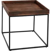 Mendler Bijzettafel -K71, salontafel salontafel, paulowniahout metaal 60x60x60cm ~ donkerbruin
