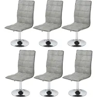 Mendler Set van 6 eetkamerstoelen -C41, keukenstoel, in hoogte verstelbaar en draaibaar, stof/textiel MVG ~ vintage betongrijs