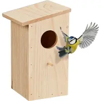 Relaxdays nestkast koolmees - roodstaart - met klep - onbehandeld hout - hangend