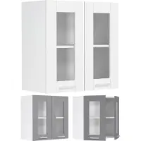 Hioshop Colura keuken bovenkastje 80 cm 2 glazen deuren wit.