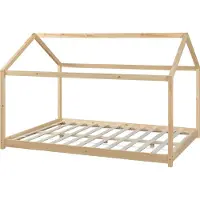 En.casa Kinderbed Cerro huisbed met bedbodem 140x200 cm houtkleurig