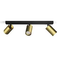 Philips Opbouwspot Badkamer Idris - Zwart, Messing, 3xgu10