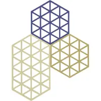Zone Denmark Onderzetter Triangles Khaki / Warm Sand / Indigo 16 cm (3-delig)