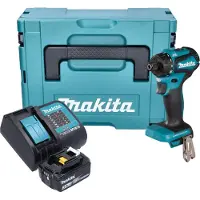 Makita DDF 083 SF1J Accuboormachine 18 V 40 Nm 1/4'' borstelloos + 1x oplaadbare accu 3.0 Ah + lader + Makpac