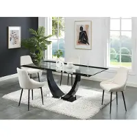 Vente-unique Eettafel MEZZO - 8 personen - MDF en gehard glas - zwart