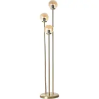 Opviq , Judy 3-lichts staande lamp met glazen kap, metalen behuizing, amberkleurig, 150 x 30 x 30 cm