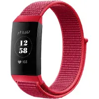 Strap-it Nylon bandje - geschikt voor Fitbit Charge 3 / Fitbit Charge 4 - rood