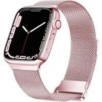 Strap-it Milanese band - Geschikt voor Apple Watch (Series 12/11/10), (SE 3/2/1), (Series 9/8/7/6/5/4) - 38/40/41/42mm - Roze - Luxe RVS bandje met magneet sluiting - Milanees iWatch bandje
