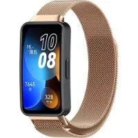 Strap-it Milanees Smartwatch bandje - Geschikt voor Huawei Band 8 / Huawei Band 9 / Huawei Band 10 Milanese band - rosé goud - Horlogeband / Polsband / Armband